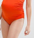 Asos Design Maternity Wrap Over Deep Bikini Bottom - Orange