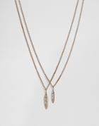 Mister Feather Necklace In Rose Gold - Gold