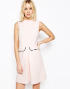 Asos High Neck A Line Dress With Pockets - Pink