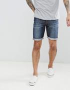 Threadbare Basic Denim Turn Up Shorts - Navy