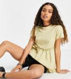 Noisy May Petite Peplum T-shirt In Yellow-green