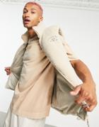 Asos Design Fleece Vest In Ecru-neutral