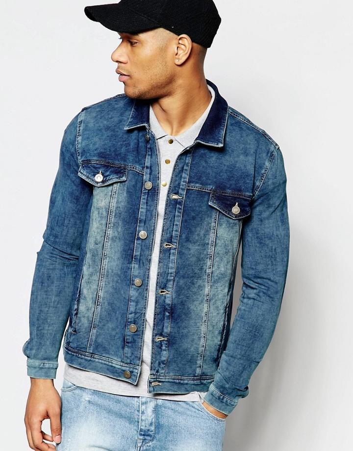 Asos Jersey Western Jacket In Blue - Blue