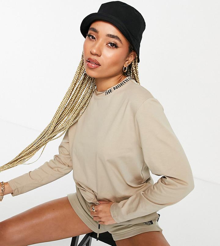 The North Face Zumu Long Sleeve T-shirt In Beige Exclusive At Asos-neutral