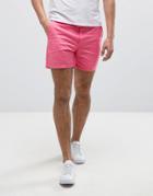 Asos Slim Shorter Chino Shorts In Bright Pink - Pink