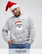 Threadbare Plus Yo Yo Yo Santa Crew Neck Sweat Sweater - Gray