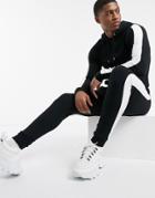 Asos Design Tracksuit Muscle Hoodie/extreme Super Skinny Sweatpants In Black With Side Stripe