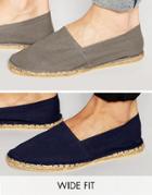 Asos Wide Fit Espadrilles In Navy And Gray 2 Pack Save - Multi