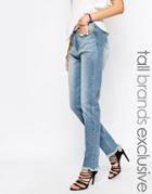 Liquor And Poker Tall Lax Mom Jean With And Pom Pom Trim - Blue