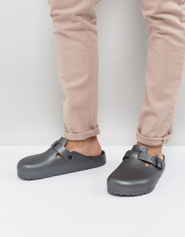 Birkenstock Boston Eva Metallic Mules In Anthracite - Gray