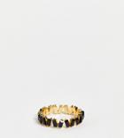 Asos Design Curve 14k Gold Plated Ring With Baguette Crystals In Black