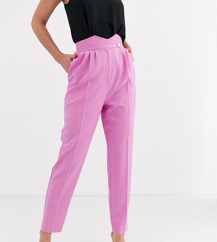 Asos Design Tall Button Detail High Waist 80s Tapered Pants
