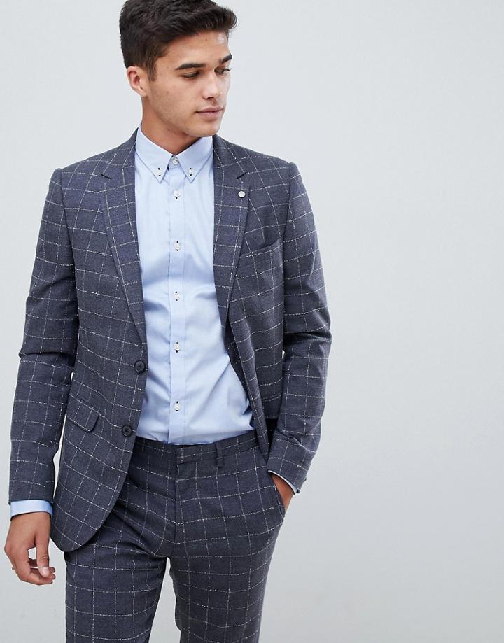 Burton Menswear Skinny Fit Suit Jacket In Window Pane Check In Gray