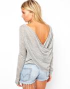 Asos Drape Back Sweater - Gray