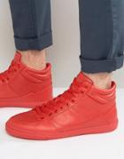 Pull & Bear Faux Leather Hi-top Sneakers In Red - Red