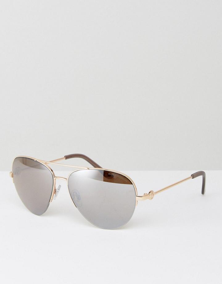 Kurt Geiger Metal Aviator Sunglasses With Mirrored Lenses - Gold