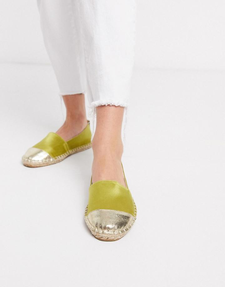 Asos Design Jacey Espadrilles In Green Satin