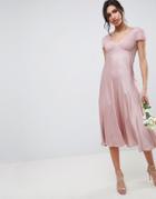 Ghost Bridesmaid Capped Sleeve Maxi Dress - Pink