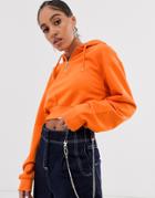 Asos Design Cropped Hoodie With Half Zip In Blood Orange - Red