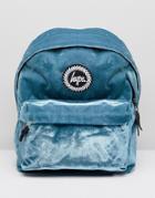 Hype Exclusive Teal Velvet Backpack With Pom - Green