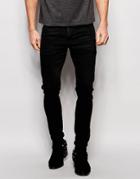 Asos Selvage Super Skinny Jeans In 13oz Washed Black - Black