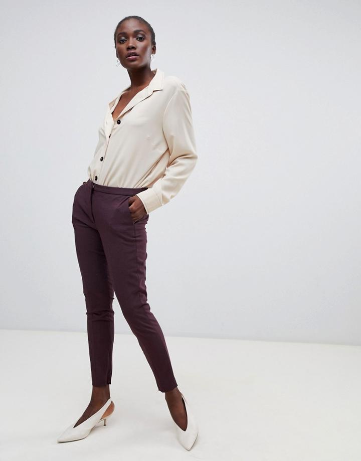 Selected Femme Cropped Tailored Pants - Brown