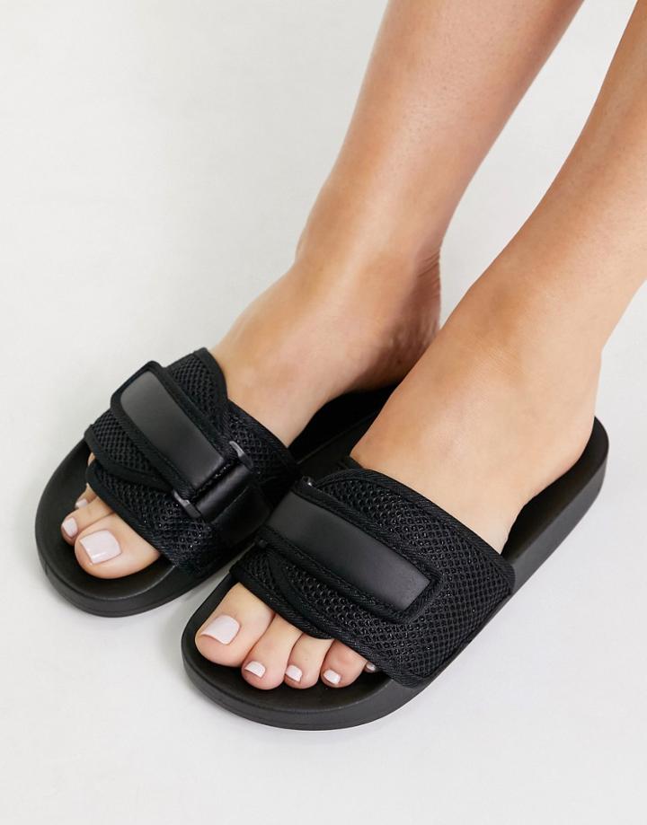Asos Design Flip Sporty Slides In Black