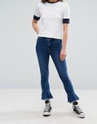 New Look Frill Hem Skinny Jeans - Blue