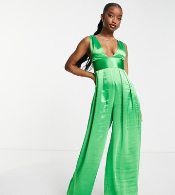 Asyou Satin Jumpsuit In Green