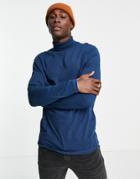 Asos Design Long Sleeve T-shirt Roll Neck In Navy