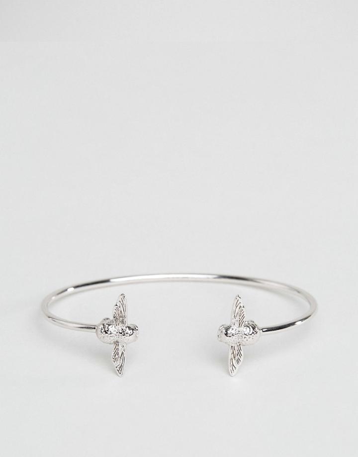 Olivia Burton Molded Bee Open End Bangle - Silver