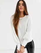 River Island Blouson Sleeve Top In White