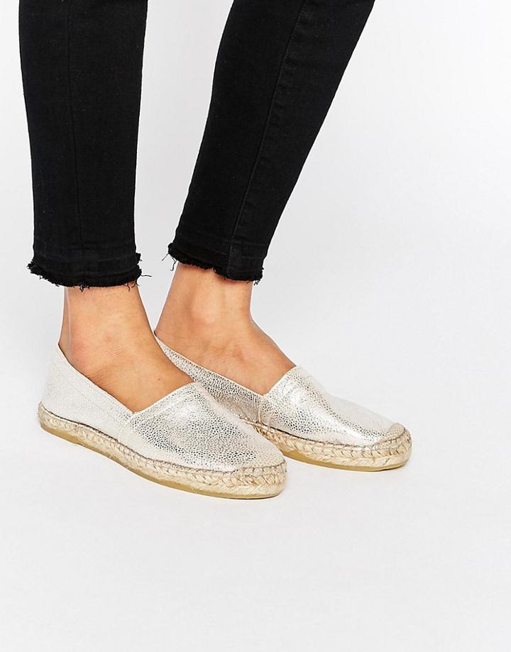 Pieces Katie Beige Leather Espadrilles - Sand