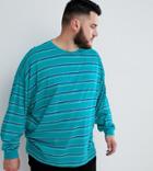 Asos Design Plus Oversized Long Sleeve T-shirt With Bright Green Stripe - Green
