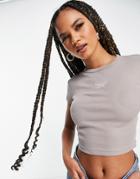 Reebok Ribbed Crop T-shirt In Oatmeal-neutral