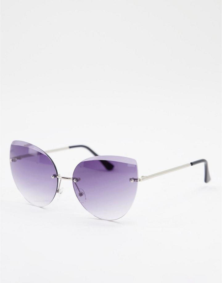 Aj Morgan Frameless Cat Eye Sunglasses-black