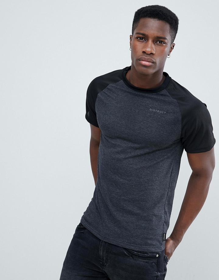 D-struct Raglan Mesh Sleeve T-shirt - Black
