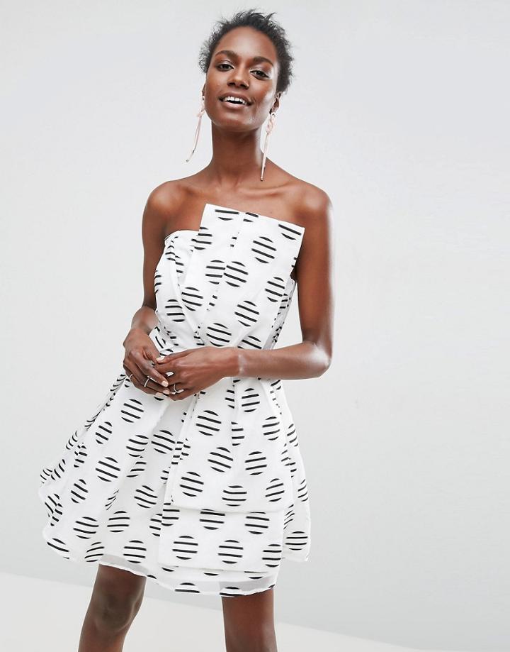 Asos Spot Stripe Bandeau Prom Mini Dress - Multi