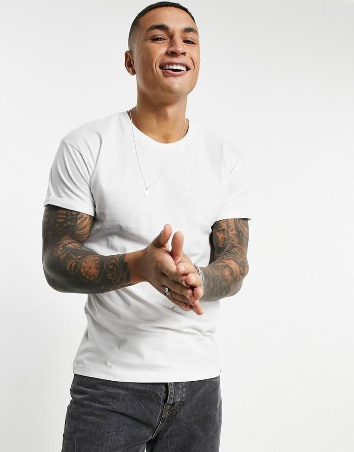 Pull & Bear Join Life Muscle Fit T-shirt In White