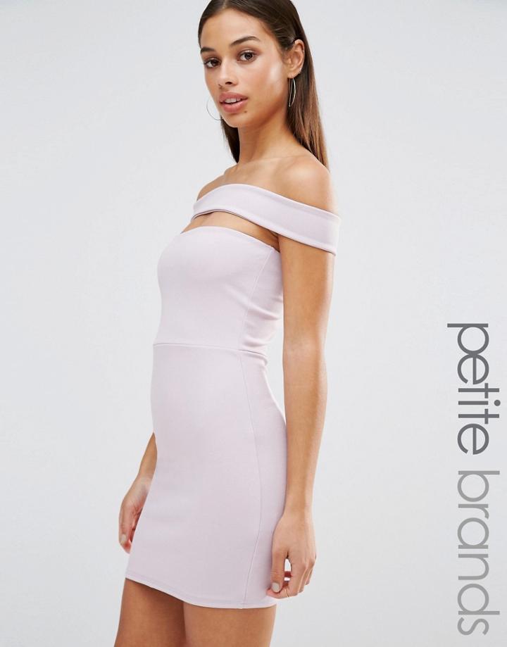 Missguided Petite Cut Out Panel Bardot Bodycon Dress - Purple