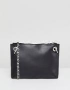 Asos Design Leather Minimal Chain Strap Cross Body Bag - Black