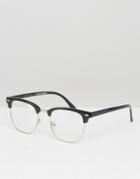 Asos Retro Geeky Clear Lens Glasses - Black