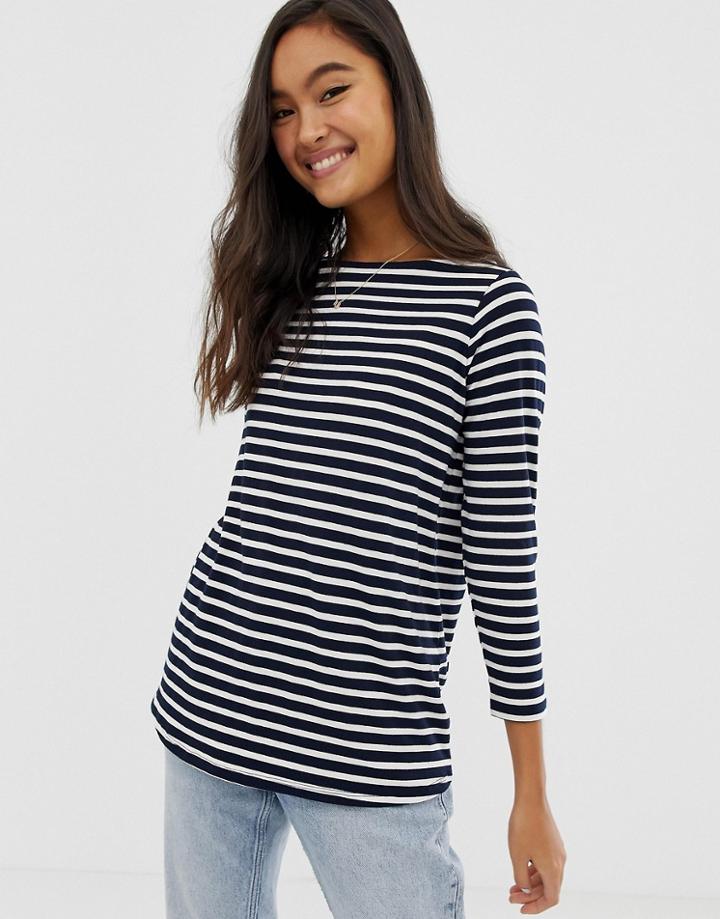 Asos Design Stripe Slouchy Long Sleeve T-shirt In Stripe-multi