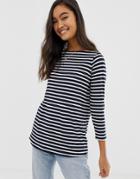 Asos Design Stripe Slouchy Long Sleeve T-shirt In Stripe-multi
