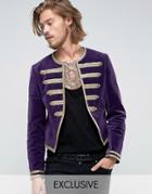 Reclaimed Vintage Velvet Admiral Jacket - Purple