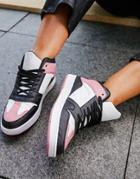 Asos Design Dante High Top Lace Up Sneakers In Black & Pink-multi