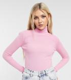 Collusion Ribbed Turtle Neck Sweater In Pink-blues