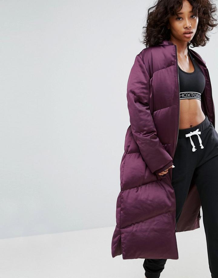Asos Longline Puffer Jacket - Purple