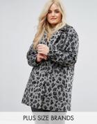Alice & You Smart Coat In Monochrome Leopard Print - Gray