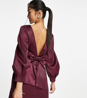 Ever New Petite Bow Back Mini Dress In Plum-purple
